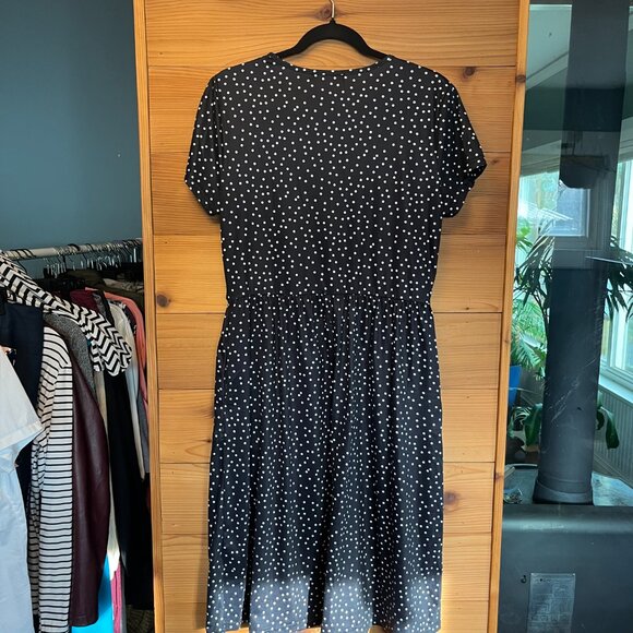 OUGES Black and White Polka Dot Dress - L - Picture 6 of 8